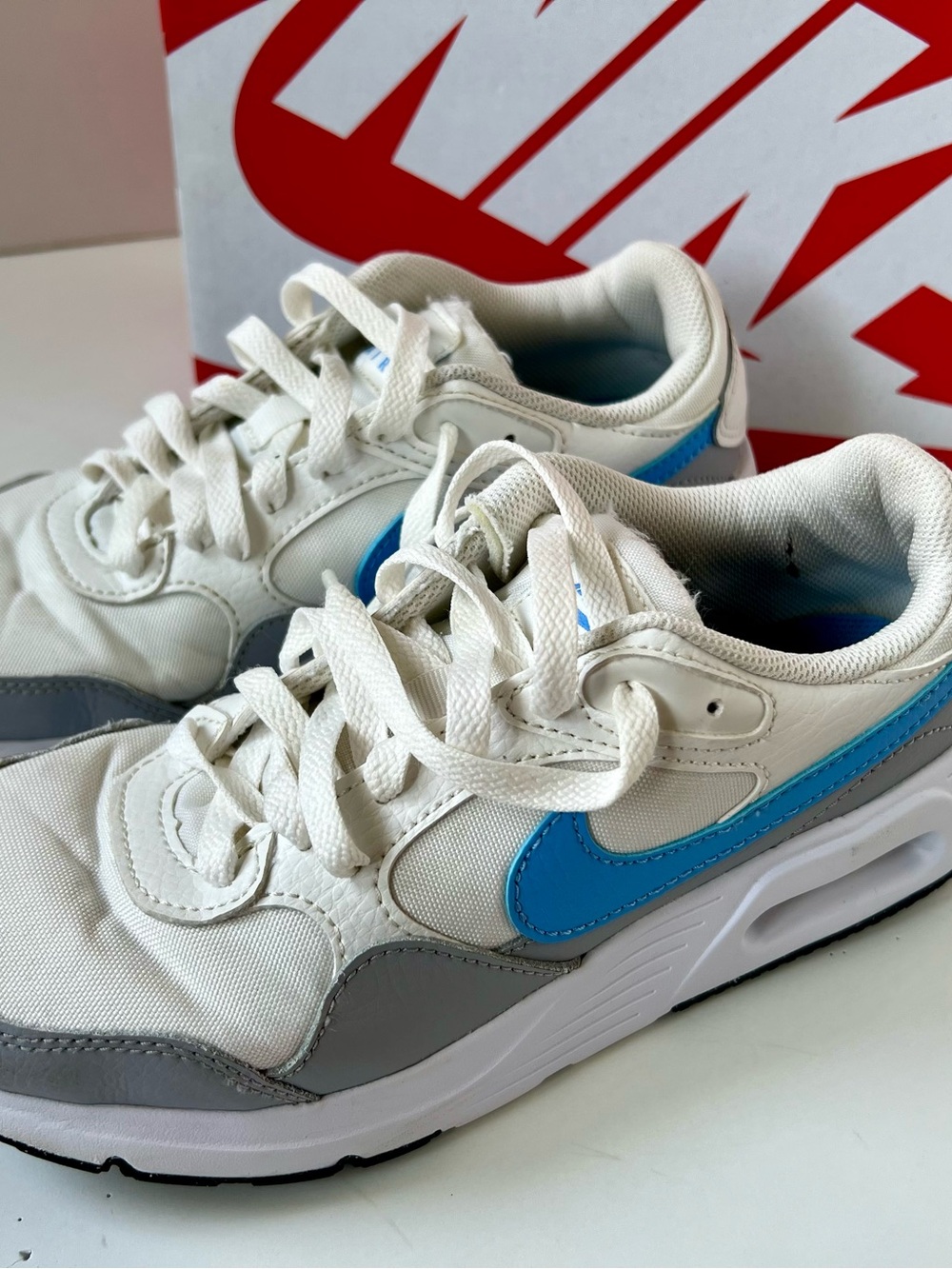 Nike Women’s Low-Top Sneakers in White, Light Gray and Blue